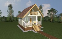 Каркасный дом 6x7 с  балконом и верандой