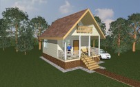 Каркасный дом 6x8 с к балконом и верандой